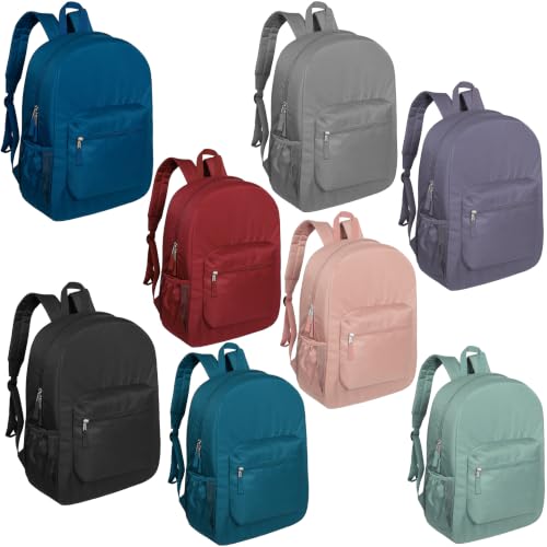 Moda West 24-Pack 17" High Quality Backpacks for Kids - Bookbags in Bulk for Elementary, Middle, and High School Students, 8 Assorted Colors - size: 17", style: 8 Color Hq