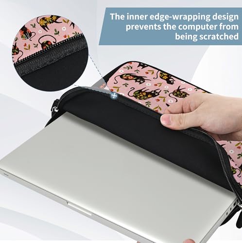 RICHEN 17 inch Laptop Shoulder Bag Carrying Case with Handle Fits 15.6/16/17/17.3/17.4 inch Laptop Notebook (Flowers Cats, 16-17.3 inch) - color: Flowers Cats
