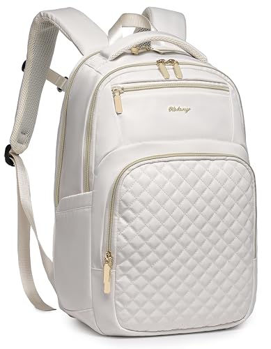 Wotony 15.6inch large capacity Laptop Backpack Purse for Women, 15.6inch Work Travel Computer Bags (beige, 15.6Inch) - color: Beige, size: 15.6Inch