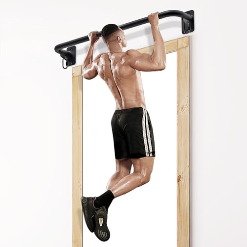 SELEWARE Home Gym Strength Training Bundle: Pull Up Bar for Doorway & Wood Push Up Bars, Calisthenics Equipment for Full Upper Body Workout, Supports 600lbs