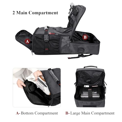 WITZMAN Travel Backpack for Men Large Duffle Luggage Bag Fit 17 Inch Laptop Carry On Bags for Airplane (B681 Silvery Grey New) - color: Silvery Grey New