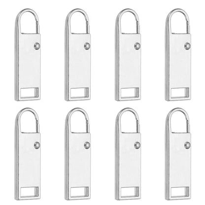 uxcell 8Pcs Zipper Pull Replacement, Metal Zipper Handle Mend Fixer Tab Repair for Luggage Suitcase Backpack Jacket Bags Boots Coat Handbags, Silver Large - color: Silver, size: Large