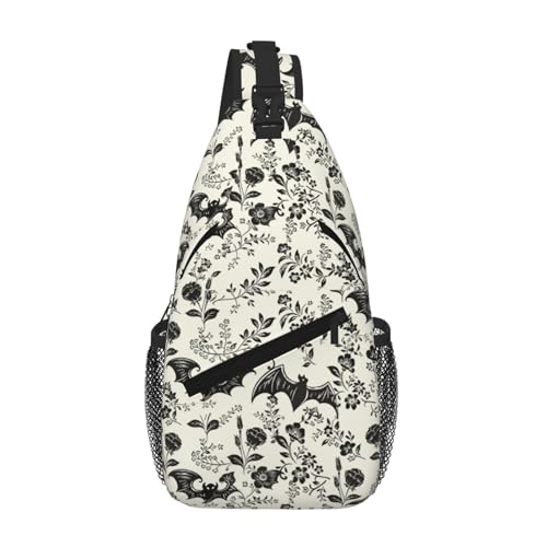 Horse Sling Bag Crossbody Backpack Lightweight Chest Bag Casual Travel Daypack For Work Daily Commute And Short Trips - color: Bat Flower
