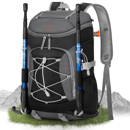 RAINSMORE Foldable Hiking Backpack for Women Men Packable Camping Backpack 40L Waterproof Hiking Daypack Bag Lightweight Collapsible Daypack for Travel Trekking Mountaineering Large Capacity Black - color: Black and Grey