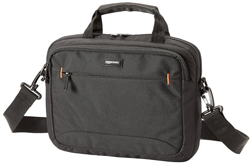 Amazon Basics 11.6 inch Laptop Bag with Shoulder Strap and Handle, Briefcase with Large Capacity Compartments for Tablets and Accessories, Black, 1-Pack - size: 11.6 Inch, style: 1-pack