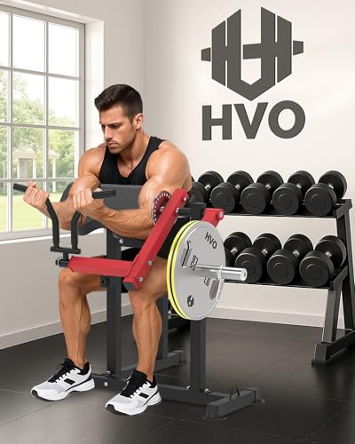 HVO Bicep Tricep Curl Machine Preacher: Curl Bench 2 in 1 Arm Curl and Tricep Extension Machine for Home Gym Workout - style: Red Bicep Tricep Curl Machine