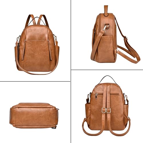 Small Backpack for Women Designer Leather Mini Backpack Purse Ladies Fashion Roomy Shoulder Handbag (Brown) - color: Brown