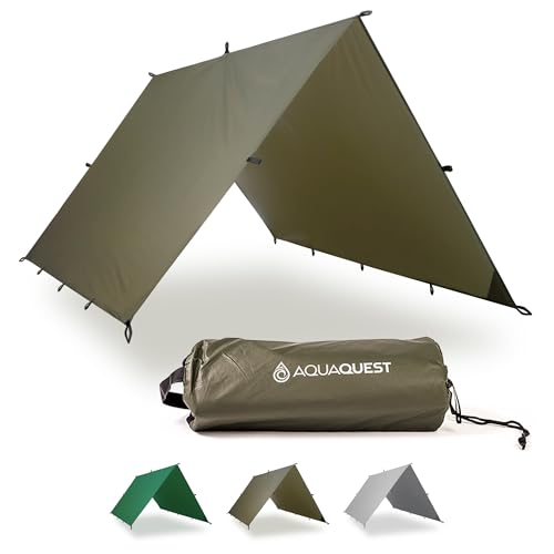 AquaQuest Guide Tarp – Ultralight Waterproof (5,000 mm) Seam-Taped 40D Ripstop Rain Fly for Backpacking, Stealth Camping & Thru-Hiking - color: Olive Drab, size: 13 x 10 ft