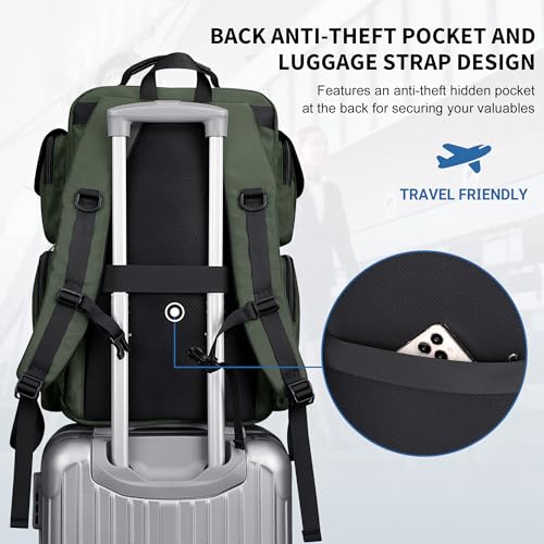 WITZMAN Travel Backpack for Men Carry-on Laptop Backpack Fit 16 Inch Airline Approved for Traveling,Casual,Commuting(B744 Army Green) - color: Army Green