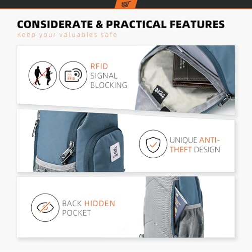 SKYSPER Sling Bag RFID Crossbody Sling Backpack Cross Body Shoulder Bag Travel Hiking Daypack for Women Men(Slateblue) - color: Slateblue