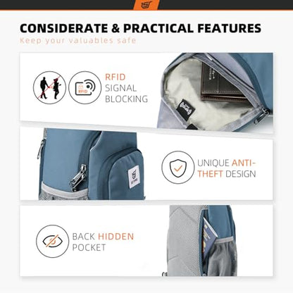 SKYSPER Sling Bag RFID Crossbody Sling Backpack Cross Body Shoulder Bag Travel Hiking Daypack for Women Men(Slateblue) - color: Slateblue