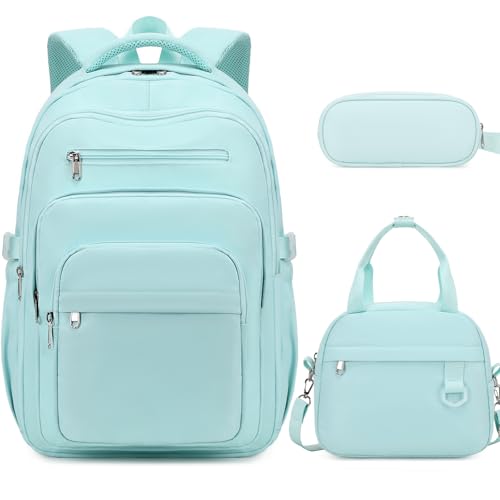DIGOBAY Backpack for School Girls Boys, College Backpack with Lunch Bag Pencil Case for Teens Kids Elementary Middle High School, Casual Multi-Pocket Travel Daypack with USB Port for Women Men - color: Teal