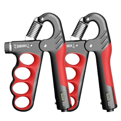 Grip Strength Trainer, 5-100KG (11-220 LB) Adjustable Resistance Forearm Hand Gripper Strengthener with Counter, Hand Wrist Exercise Workout Equipment for Home/Office Gym - color: Red