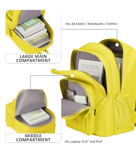 abshoo Classical Basic Womens Travel Backpack For College Men Water Resistant Bookbag (Yellow) - color: Yellow, size: 16.5 Inc