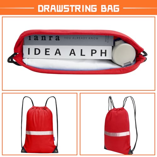 AYKRM Custom Red Drawstring Backpack Bag work Sackpack logo - color: Red-logo