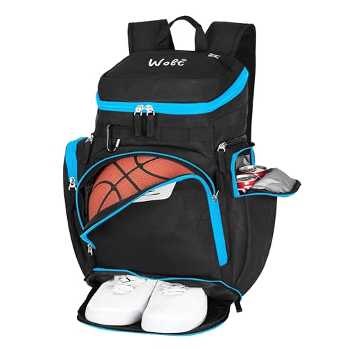 WOLT Basketball Backpack, Basketball Bag for Men with Shoes Compartment, Sports Backpack for Baseball, Soccer, Football - color: Zipper Blue
