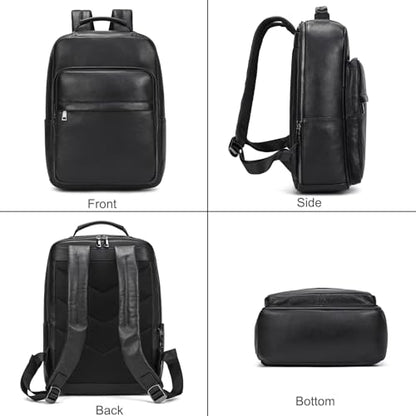 LUUFAN Genuine Leather Shoulder Bag Men Women Casual Backpack Slim Daypack Laptop Rucksack Business Travel Outdoor Bag - color: Style A-8019h
