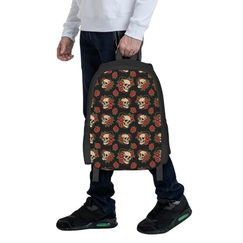 Sturdy Polyester Shoulder Pack Gothic Rose Blood Skulls, Anti Theft Spacious Camping Rucksack Casual Daily Bag for Men Women Fitness Outdoor Activity - color: Design (1209)