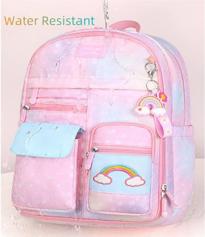 Girls Backpack, School Backpacks Rainbow Student Backpa,Kawaii Kids Backpack,Book Bag for Elementary Primary School - color: Pink
