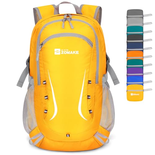 ZOMAKE Lightweight Packable Backpack 35L, Foldable Backpacks Water Resistant Collapsible Light Daypack for Hiking(Yellow) - color: Yellow B