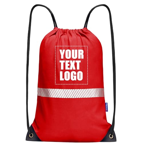 AYKRM Custom Red Drawstring Backpack Bag work Sackpack logo - color: Red-logo