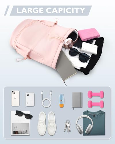 RHDZO Drawstring Backpack Sports Gym Bag with Shoe Compartment and Wet Pocket String Swim Bag for Women Men Beach Backpack, Pink - color: Pink