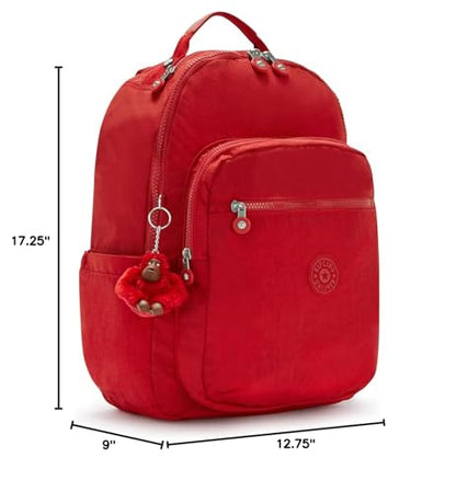Kipling Women's Seoul 15" Laptop Backpack, Durable, Roomy with Padded Shoulder Straps, Built-In Protective Sleeve - color: Cherry Tonal, size: 12.75''L x 17.25''H x 8''D