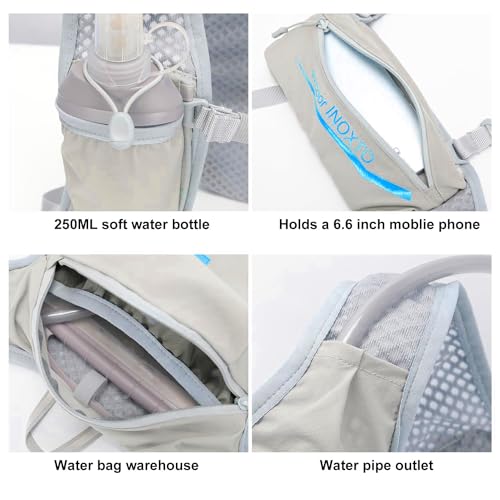 INOXTO Running Hydration Vest Backpack,Lightweight Insulated Pack with 1.5L Water Bladder Bag Daypack for Hiking Trail Running Cycling Race Marathon for Women Men