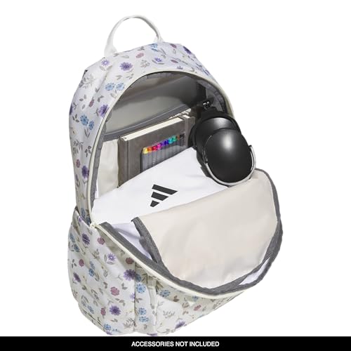 adidas Lineage Backpack for Laptop, School and Travel, 22L, In Bloom Floral Warm Vanilla/Off White, OSFA - color: In Bloom Floral Warm Vanilla/Off White
