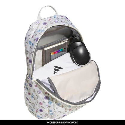adidas Lineage Backpack for Laptop, School and Travel, 22L, In Bloom Floral Warm Vanilla/Off White, OSFA - color: In Bloom Floral Warm Vanilla/Off White