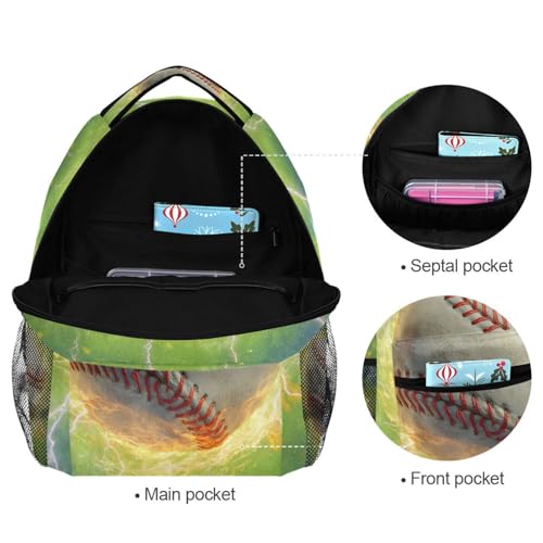 susiyo Baseball with Lightning School Backpack Bookbag Lightweight College Back Pack Travel Camping Casual Daypack for Teens Girls Boys Women Men - color: Baseball With Lightning