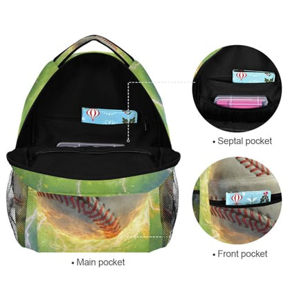 susiyo Baseball with Lightning School Backpack Bookbag Lightweight College Back Pack Travel Camping Casual Daypack for Teens Girls Boys Women Men - color: Baseball With Lightning