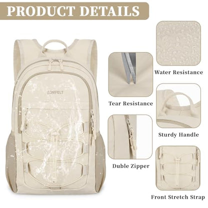 ZOMFELT Hiking Backpack for Women Men, 15L Lightweight Packable Backpack for Trip, Water Resistant Small Travel Backpacks, Foldable daypack for Hiking, Walking, Cycling, Camping, Beige - color: Beige