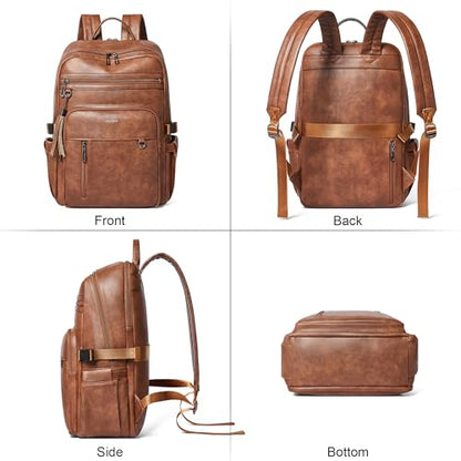 Shrrie Vegan Leather Laptop Backpack for Women,17 Inch Computer Backpack Purse for Work Business College Travel Teacher Nurse with Anti-theft Pocket & Giant Tumbler Holder Pocket,Caramel Brown - color: Caramel Brown