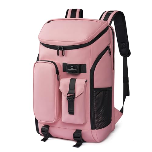 TANGCORLE Carry on Travel Backpack for Men Women,30L Multi-Pocket 17.3inch Laptop Backpack, Sports Gym Tennis Badminton Backpack with Shoe Compartment-Pink - color: Pink-30l