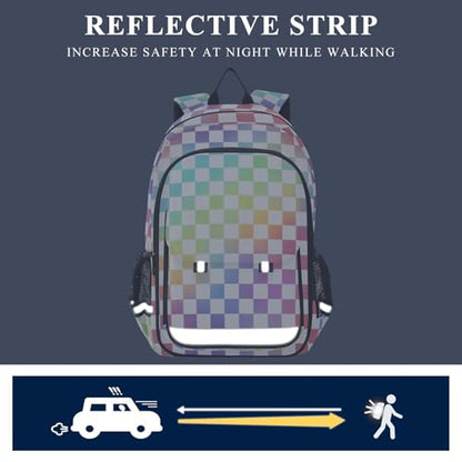 ALAZA Rainbow Checkered Laptop Backpack Purse for Women Men Checker Travel Bag Casual Daypack with Compartment & Multiple Pockets - color: Checkered
