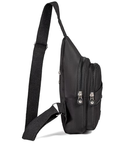 EVANCARY Small Sling Bag Crossbody Bags for Women Men, Sling Backpack Chest Daypack Cross Body Bag for Travel Outdoor - color: Black