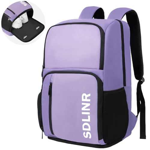 SDLINR Pickleball Bag Fits 4+ Paddles, Large Pickleball Backpack with Shoe Compartment and Fence Hook,Pickleball Gifts for Men Women - color: Purple