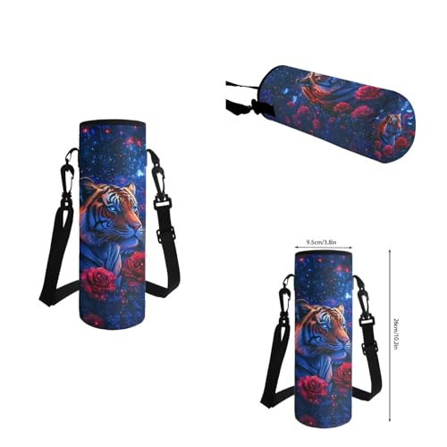 Aesthetic Tiger Backpack for Kids Girls Backpack with Lunch Box Water Bottle Holder and Zipper Pencil Case 4Pcs Set 17" Sturdy Bookbag with Large Front Pocket Lightweight Elementary School Bag - color: Aesthetic Tiger-2