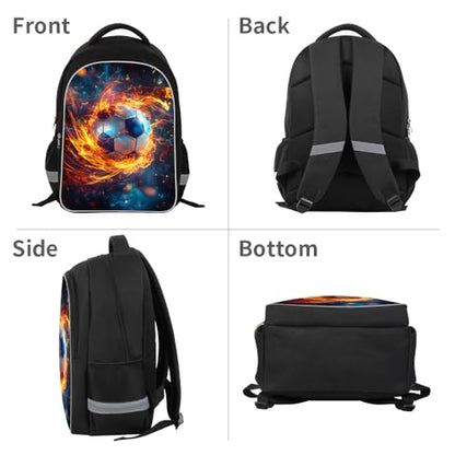 HiMagics Kids Backpack Lightweight Durable Teens Back pack for Boys and Girls School bag with Adjustable Shoulder Straps & Padded Back 17 Inch bookbags with 3D Reflective Football Pattern - color: A06-football
