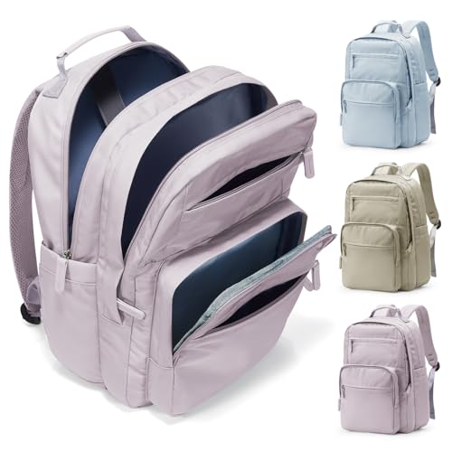 Casual Laptop Backpack for Women Work Travel Daypack Bags, Lightweight Waterproof Backpacks with 2 Large Main Compartments, Anti Theft Slim Sturdy Back Pack, 15” Laptop Sleeve, Pink - color: Pink