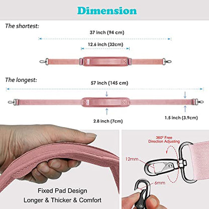 ZINZ Bag Shoulder Strap, Padded Adjustable Shoulder Strap Replacement - color: Pink, size: 57"