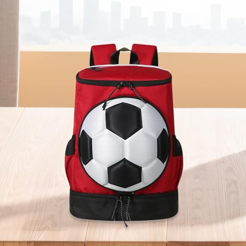 Soccer Backpack with Compartment for Shoes And Ball Holder for Travel And Gym - color: Red Black