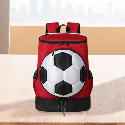Soccer Backpack with Compartment for Shoes And Ball Holder for Travel And Gym - color: Red Black