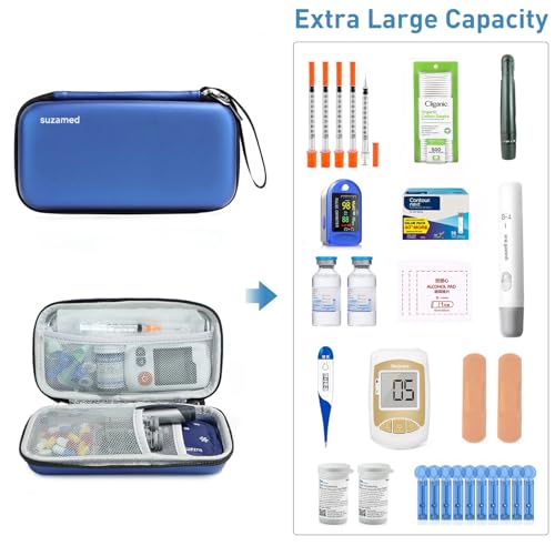 suzamed Insulin Cooler Travel Case,EVA Insulation Travel Medicine Kit with 2 Ice Packs for Diabetes Care,Insulin Pen and Other Diabetic Supplies (Blue) - color: Blue