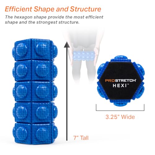 ProStretch Hexi Mini Travel Textured Foam Roller for Deep Tissue Muscle Massage and Myofascial Trigger Point Release