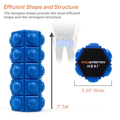 ProStretch Hexi Mini Travel Textured Foam Roller for Deep Tissue Muscle Massage and Myofascial Trigger Point Release