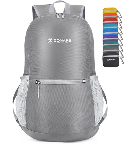 ZOMAKE Ultra Lightweight Hiking Backpack 20L, Packable Small Backpacks Water Resistant Daypack for Women Men(Silver Grey) - color: Silver Grey