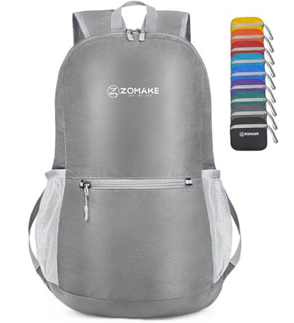ZOMAKE Ultra Lightweight Hiking Backpack 20L, Packable Small Backpacks Water Resistant Daypack for Women Men(Silver Grey) - color: Silver Grey