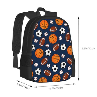 Baseball,Football,Basketball,Soccer,Football Backpack Laptop Travel Bag Adjustable Backpack Print Daypack for Men Women 16.5 In - color: Style 7